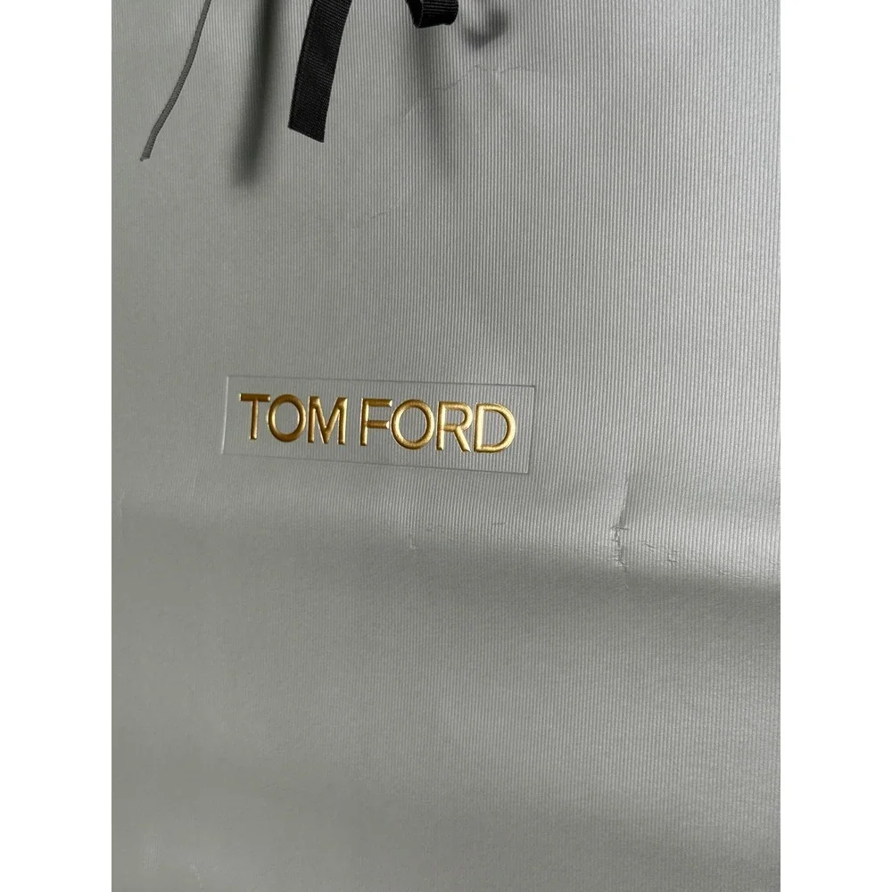 Tom Ford Gray Large Shopping Bag Gold Foil Logo Luxury Packaging 17.75x14